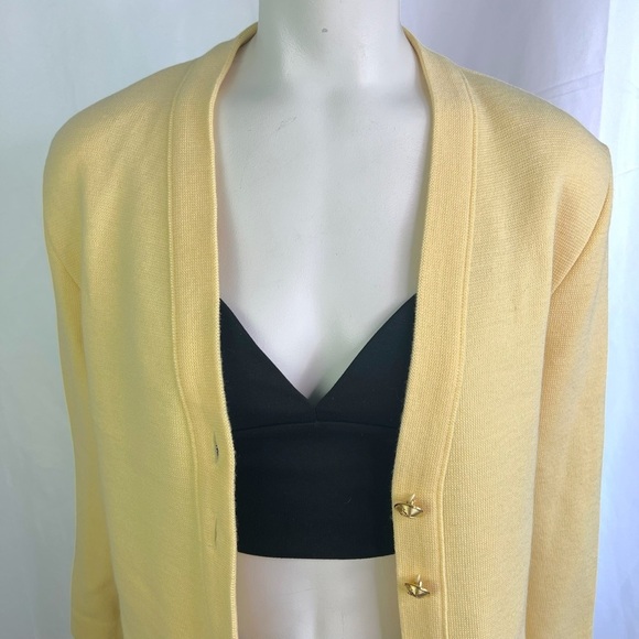 LAINE ET MAILLE VINTAGE OVERSIZED CARDIGAN  WOOL BUTTON DOWN SWEATER GOLD BUTTON - Picture 6 of 12